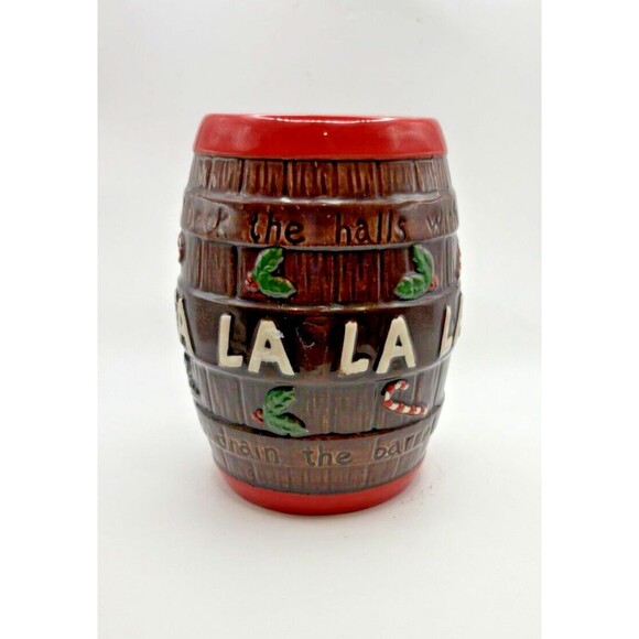 MIRACLE Pop Up Bar Christmas Carol Barrel Rum Hawaii Tiki Mug FA LA LA Used - Picture 2 of 9